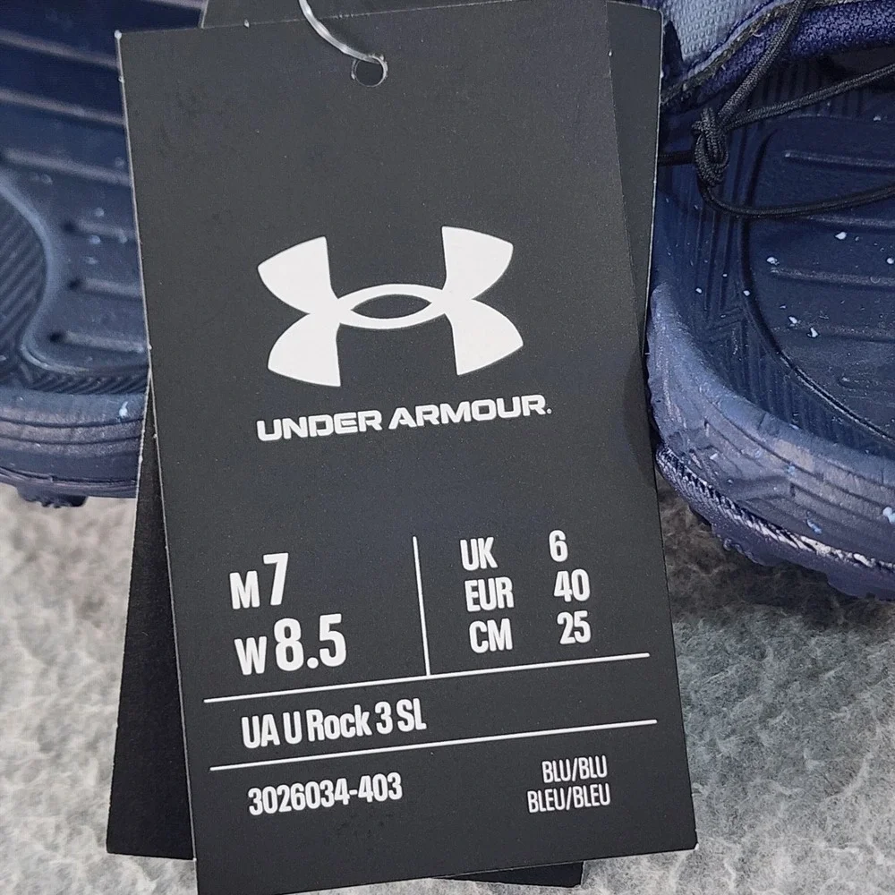 Under Armour Project‎ Rock 3 Slides Unisex Adult M7 W8.5 Blue Slip-On Sandal